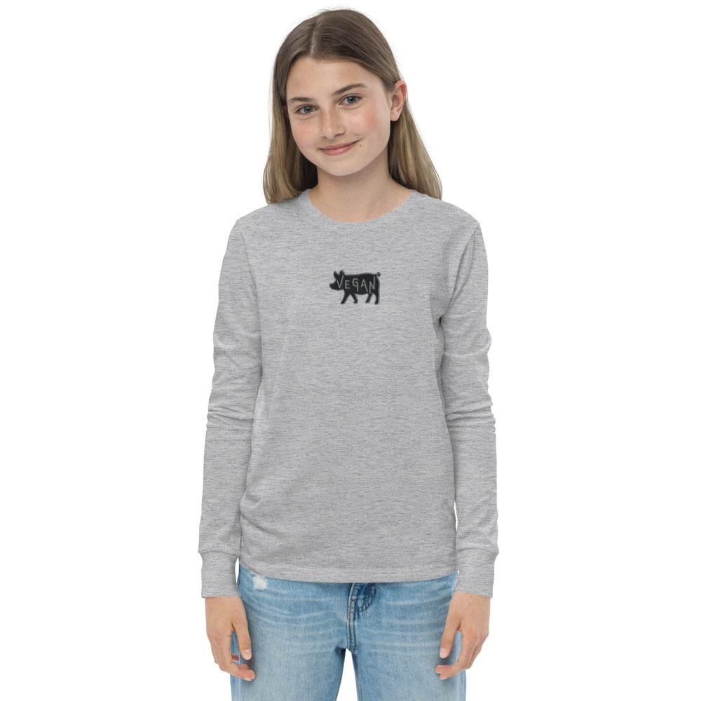 VEGAN Youth Embroidered long sleeve tee