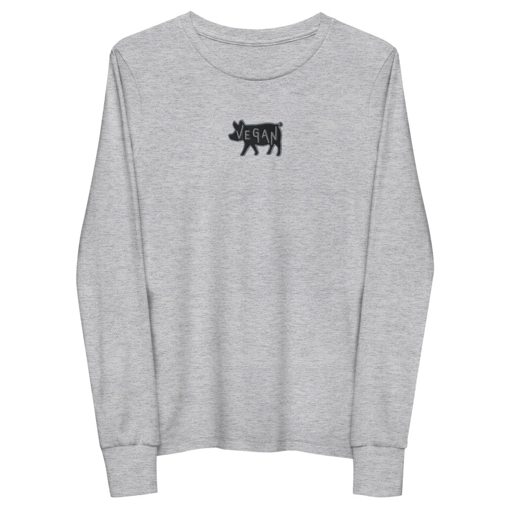 VEGAN Youth Embroidered long sleeve tee