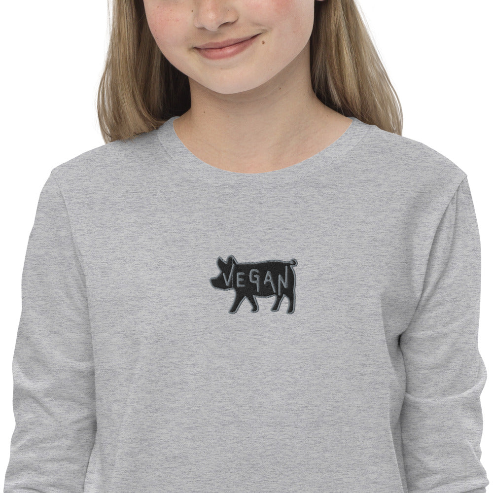 VEGAN Youth Embroidered long sleeve tee