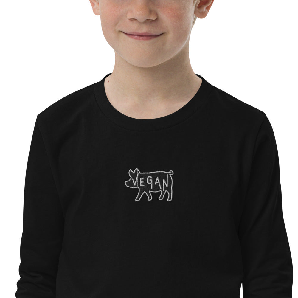 VEGAN Youth Embroidered long sleeve tee