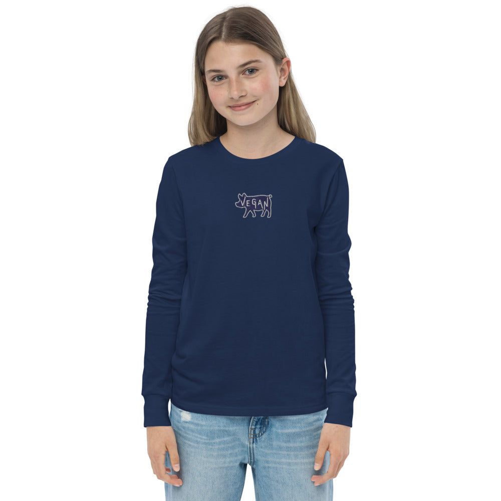 VEGAN Youth Embroidered long sleeve tee