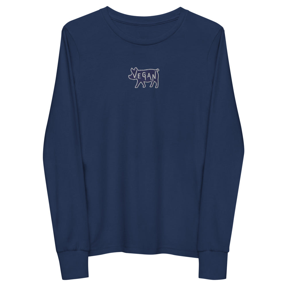 VEGAN Youth Embroidered long sleeve tee