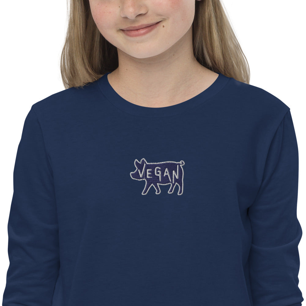 VEGAN Youth Embroidered long sleeve tee