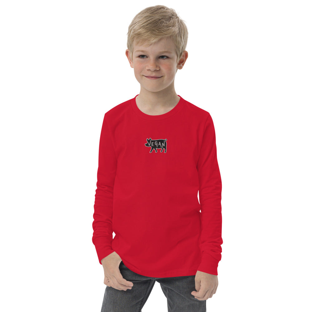 VEGAN Youth Embroidered long sleeve tee