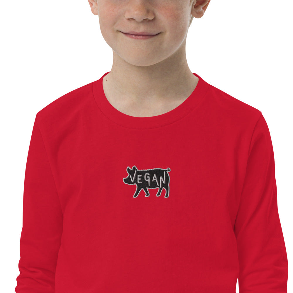 VEGAN Youth Embroidered long sleeve tee