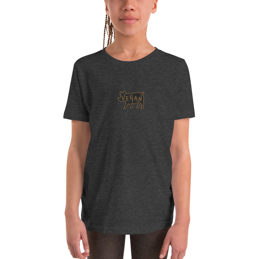 VEGAN Youth Short Sleeve Embroidered Unisex T-Shirt