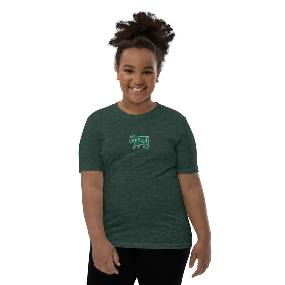 VEGAN Youth Short Sleeve Embroidered Unisex T-Shirt
