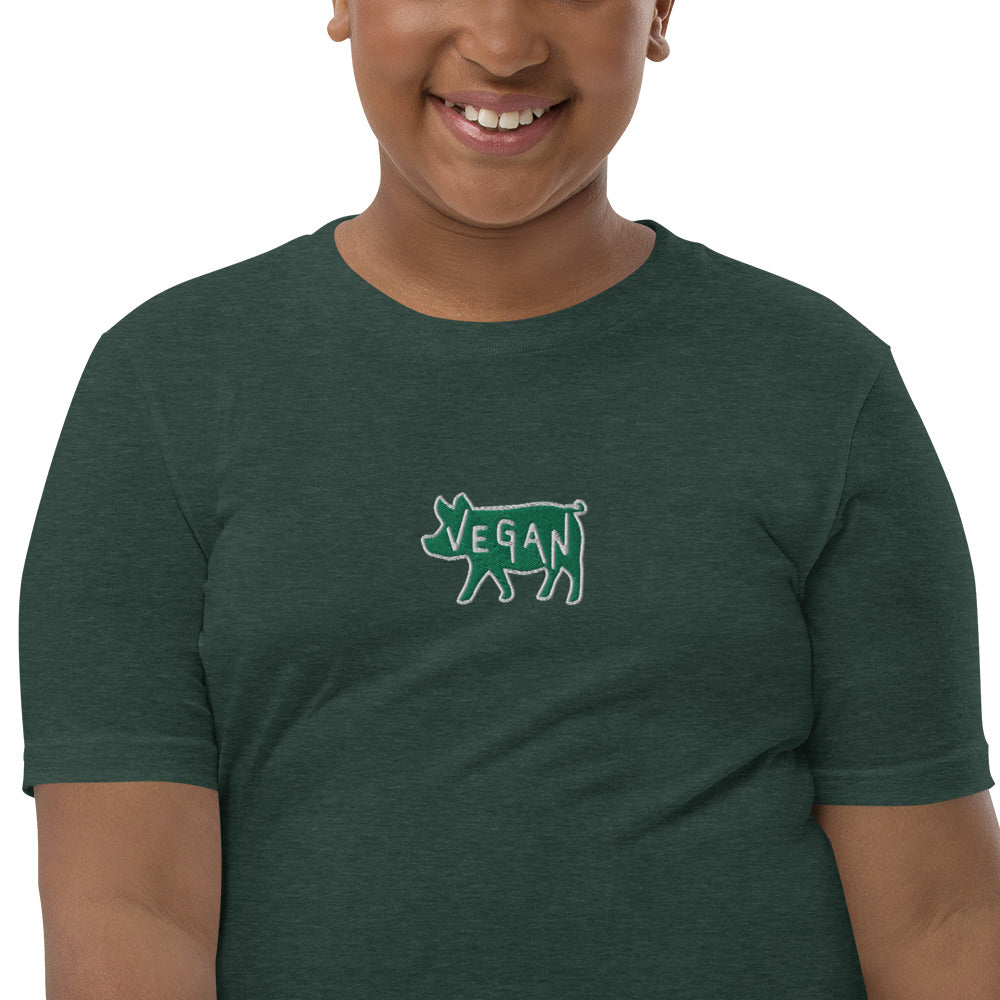 VEGAN Youth Short Sleeve Embroidered Unisex T-Shirt