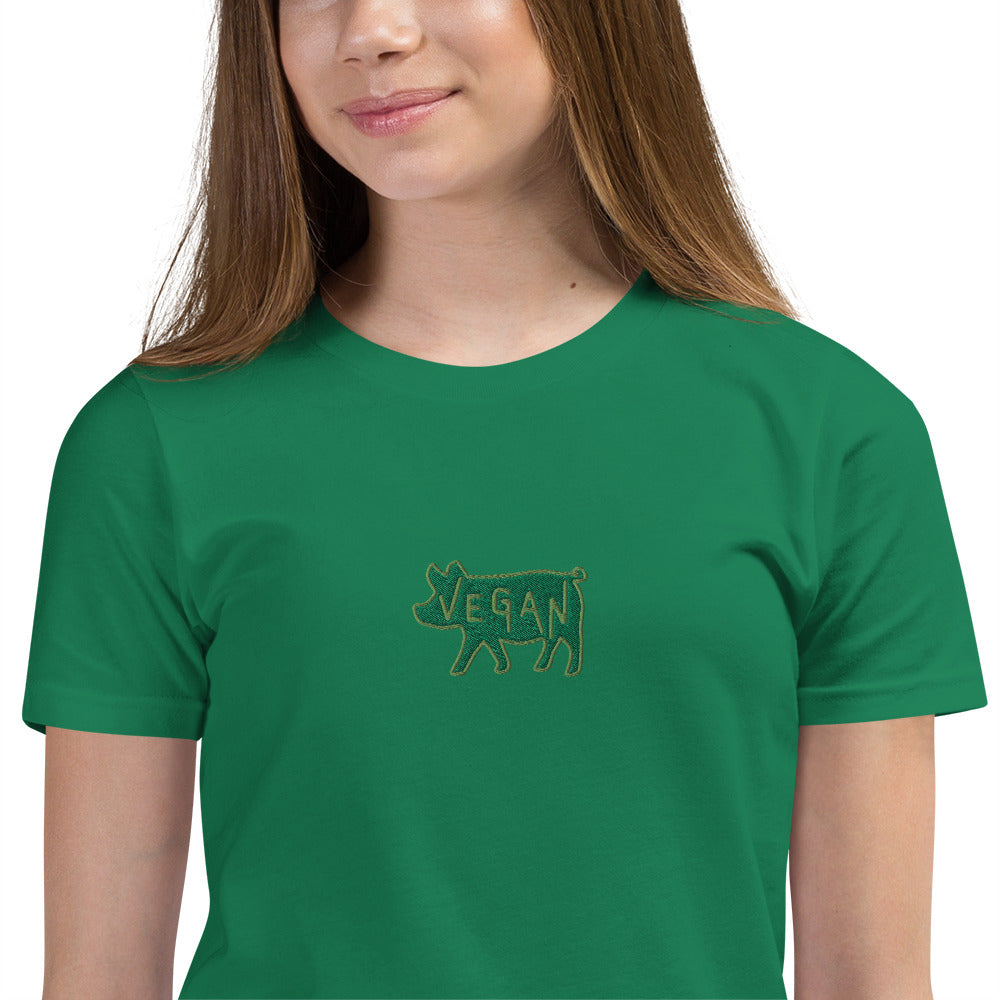 VEGAN Youth Short Sleeve Embroidered Unisex T-Shirt