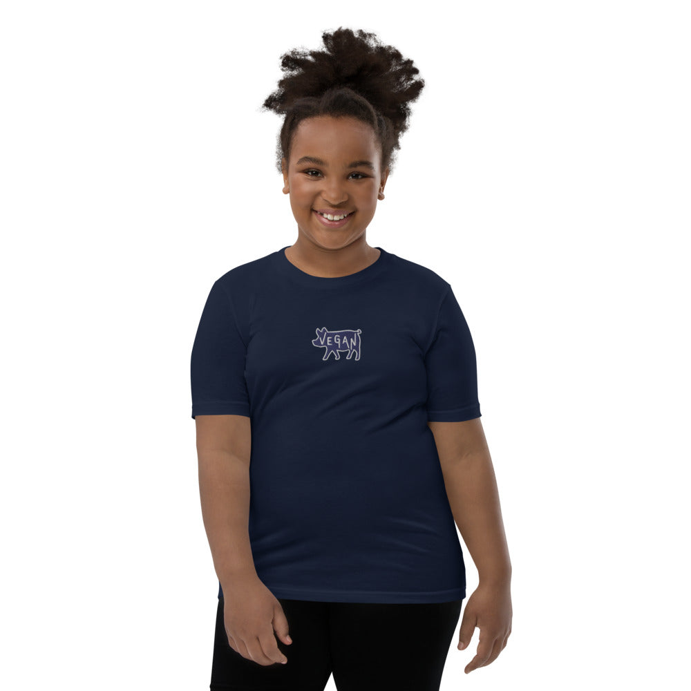 VEGAN Youth Short Sleeve Embroidered Unisex T-Shirt