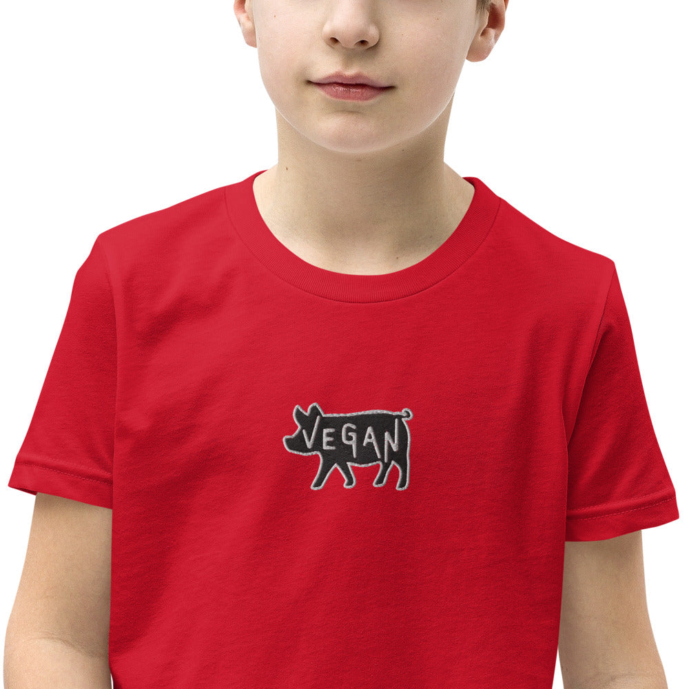 VEGAN Youth Short Sleeve Embroidered Unisex T-Shirt