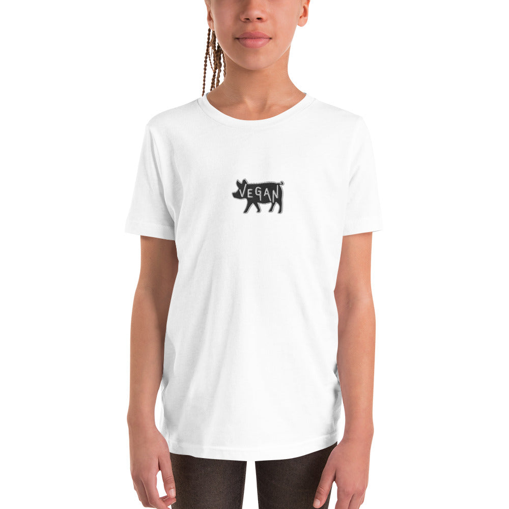 VEGAN Youth Short Sleeve Embroidered Unisex T-Shirt