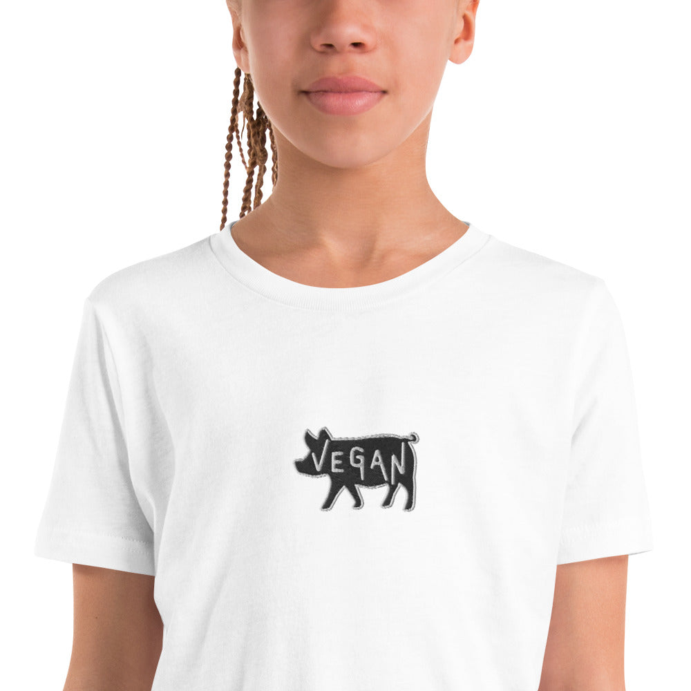 VEGAN Youth Short Sleeve Embroidered Unisex T-Shirt