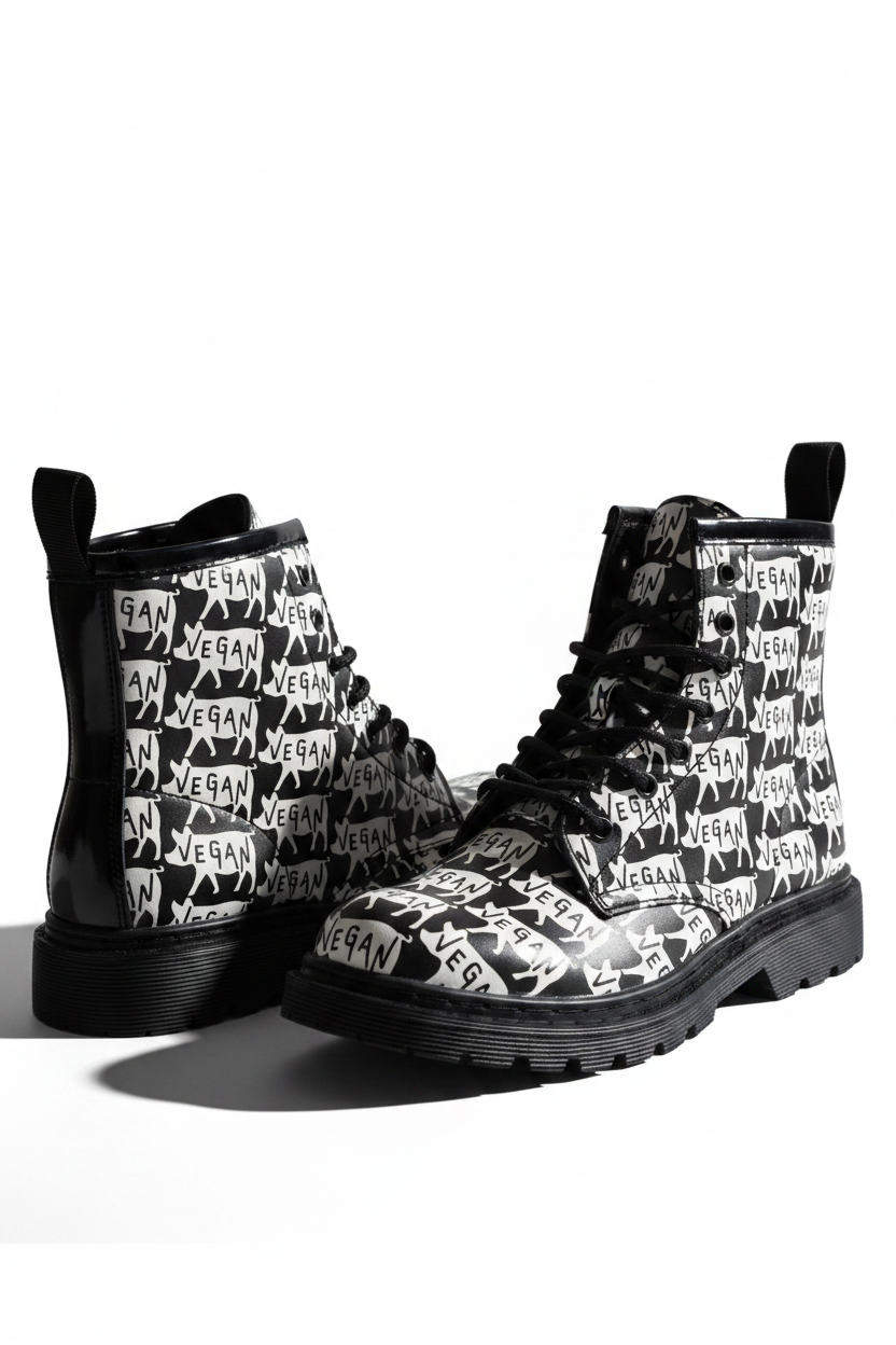 Vegan Dr. Martens-style boots by Sarcastic Rhino  cruelty-free streetwear footwear