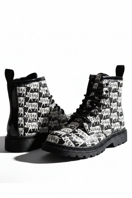 Vegan Dr. Martens-style boots by Sarcastic Rhino  cruelty-free streetwear footwear