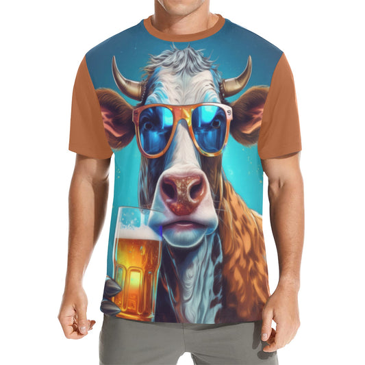 Cow Drinking Beer Men's T-Shirt