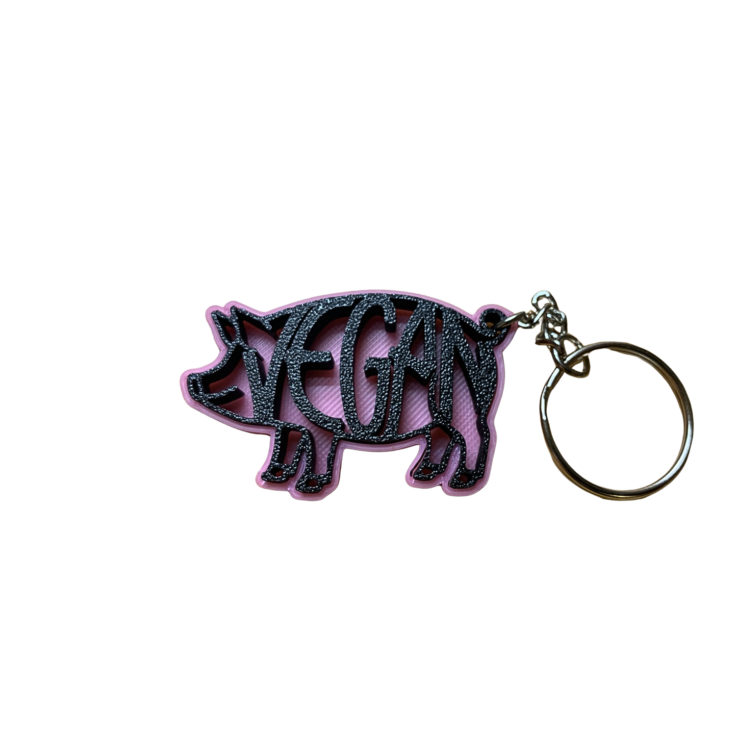 Vegan 3D Pig Keychain - Animal Rights Activist Accessory