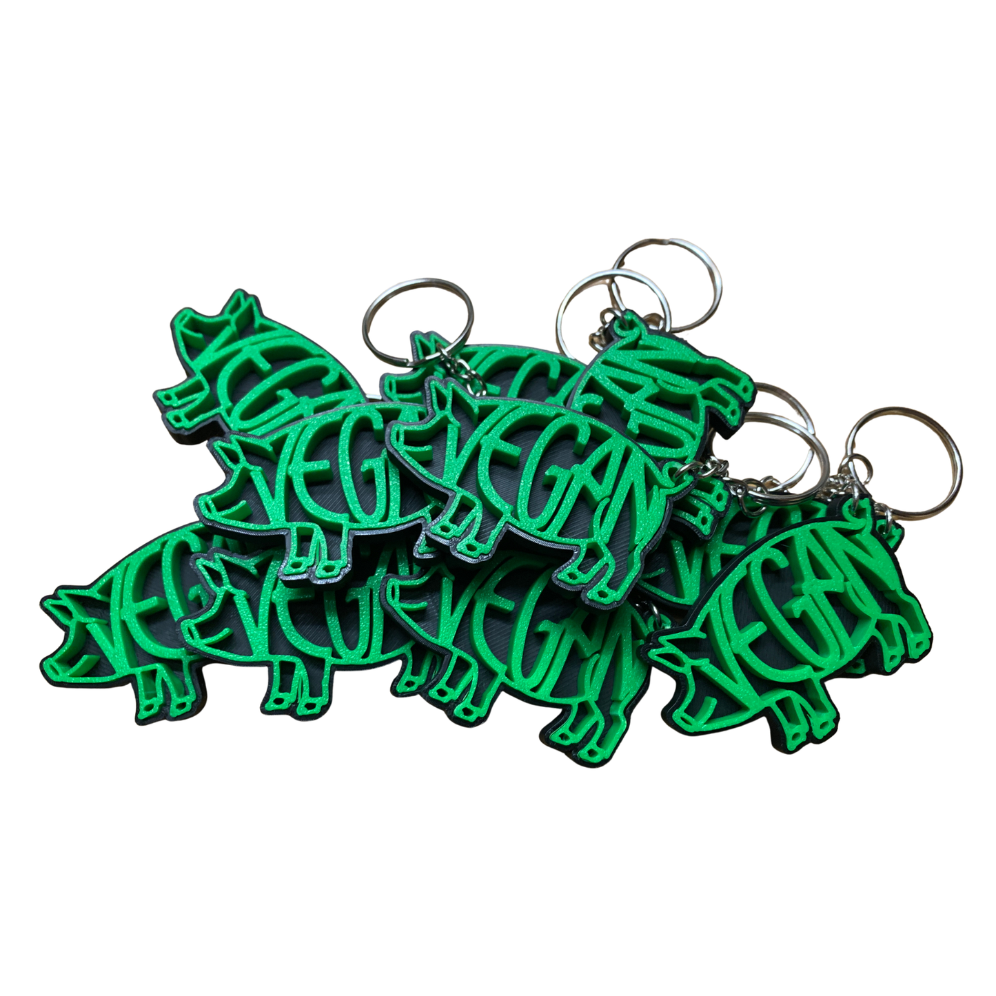 Vegan 3D Pig Keychain - Animal Rights Activist Accessory