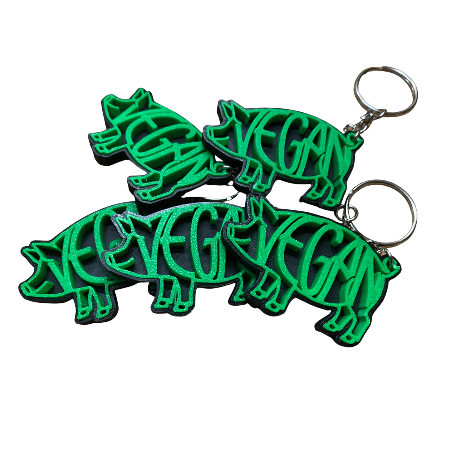 Vegan 3D Pig Keychain - Animal Rights Activist Accessory