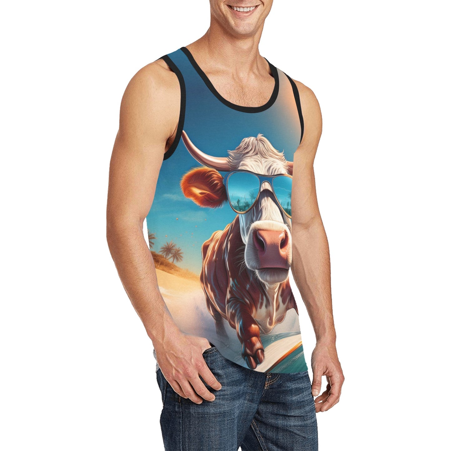 cow surfing men's tank Top