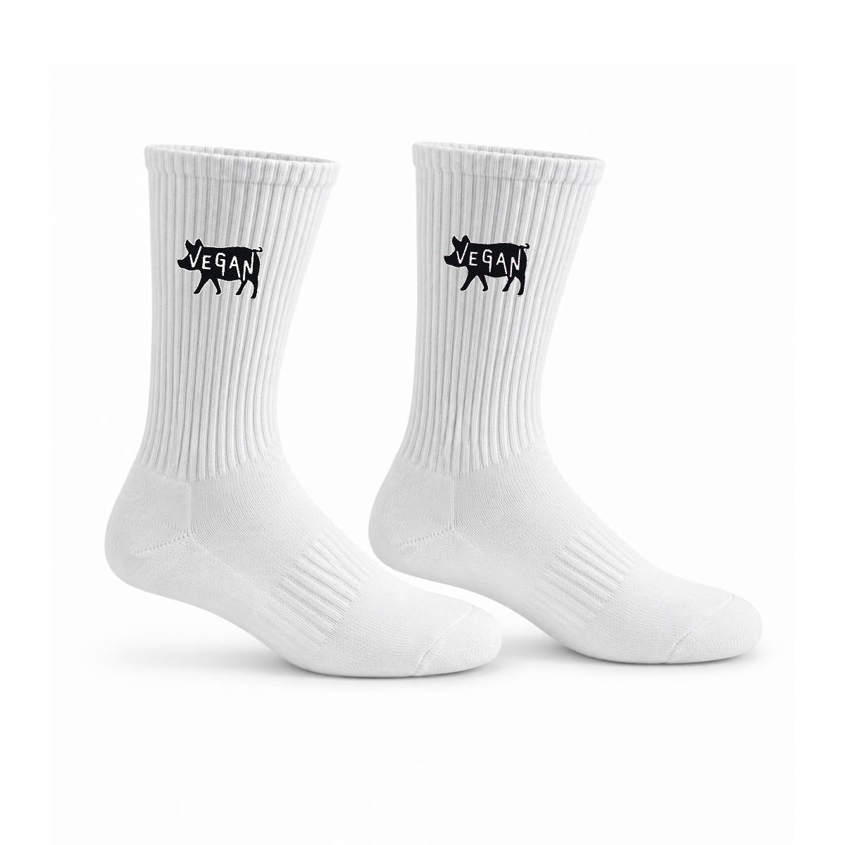 VEGAN Embroidered Cotton Crew Socks