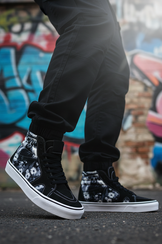 Vegan Cow Faux Suede Hightop Sneakers