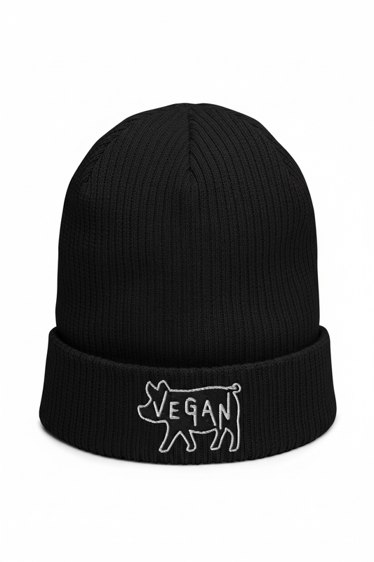 Black Beanie White BG