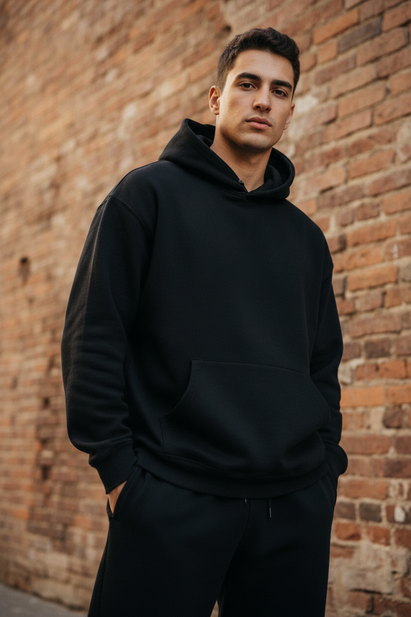 Black Hoodie Front - Waist Up v2