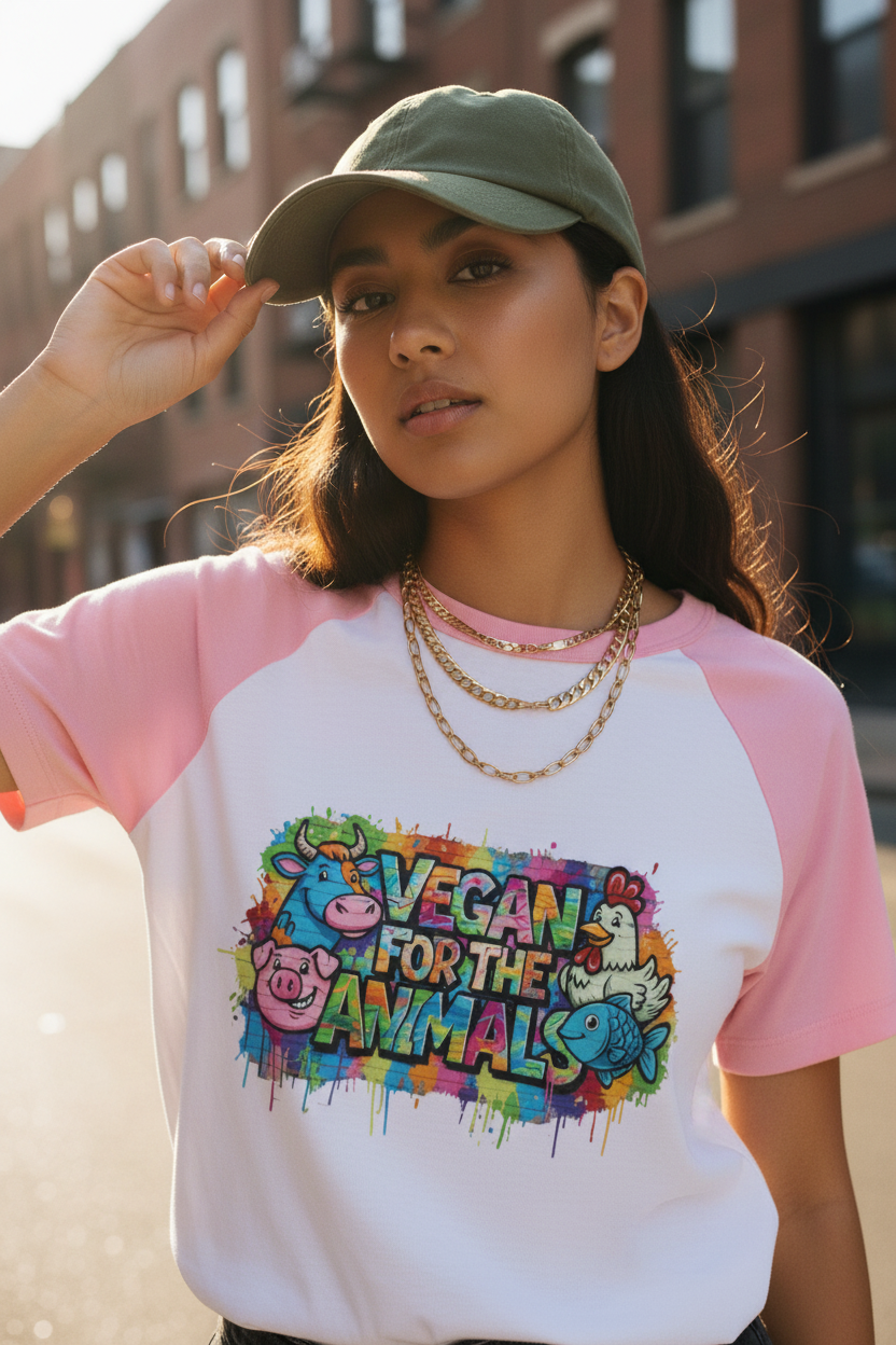 Vegan for the Animals Women's Raglan T-shirt