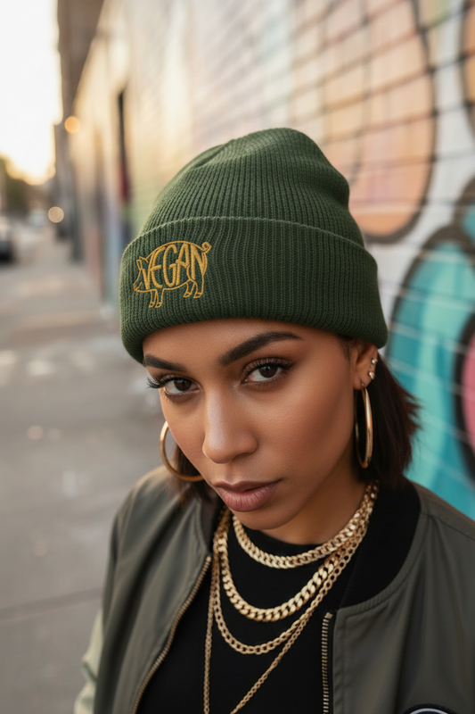 Vegan Embroidered Fisherman beanie