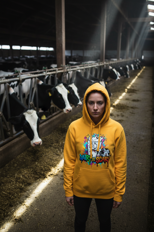 Dairy Is Scary Vegan Activist Hoodie | Premium Cotton
