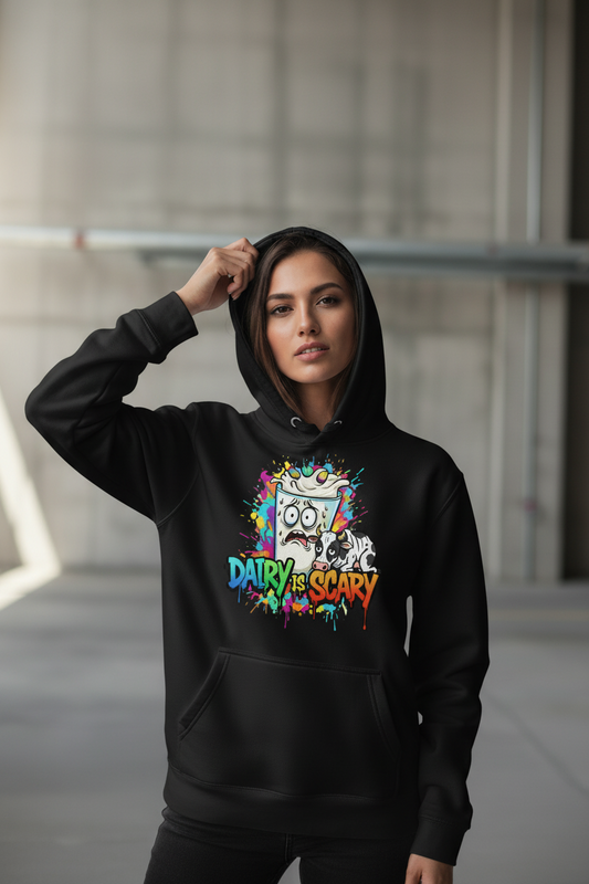 Dairy Is Scary Vegan Activist Hoodie | Premium Cotton