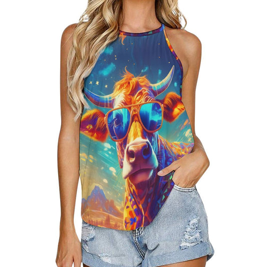 Women's Swaggy Cow Round Neck vest Tank