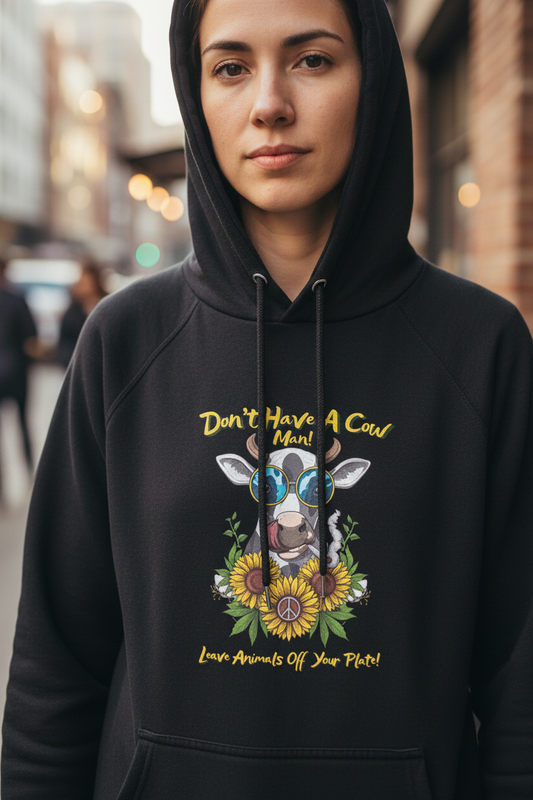 ECO VEGAN " Don't Have A Cow" Unisex raglan hoodie