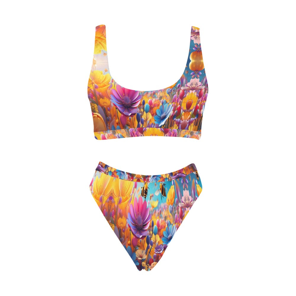 Women's bikini Sport Top & High-Waisted Bikini Swimsuit