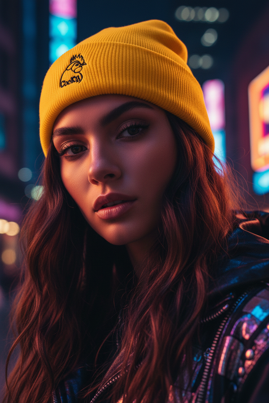 VEGAN " Cocky" Embroidered Cuffed Beanie