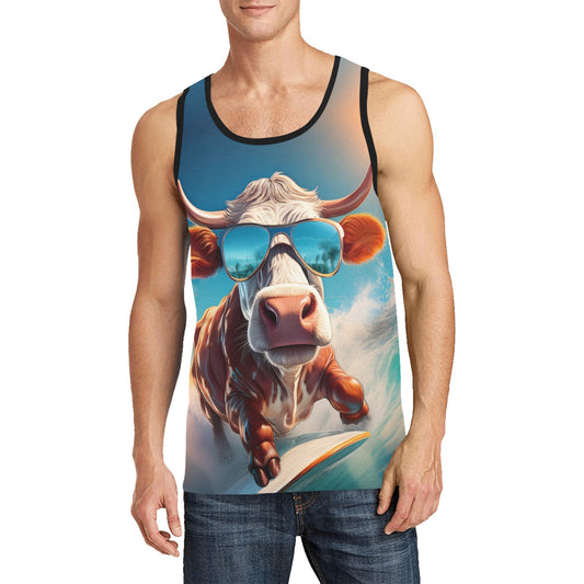 cow surfing men's tank Top