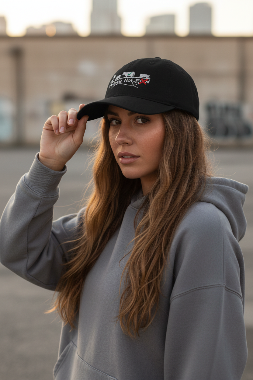 Vegan " Friends Not Food " Embroidered Organic dad hat