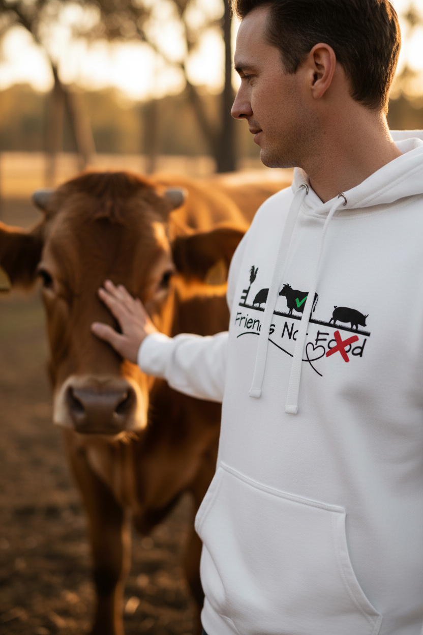 Friends Not Food Premium Vegan Hoodie | Sarcastic Rhino
