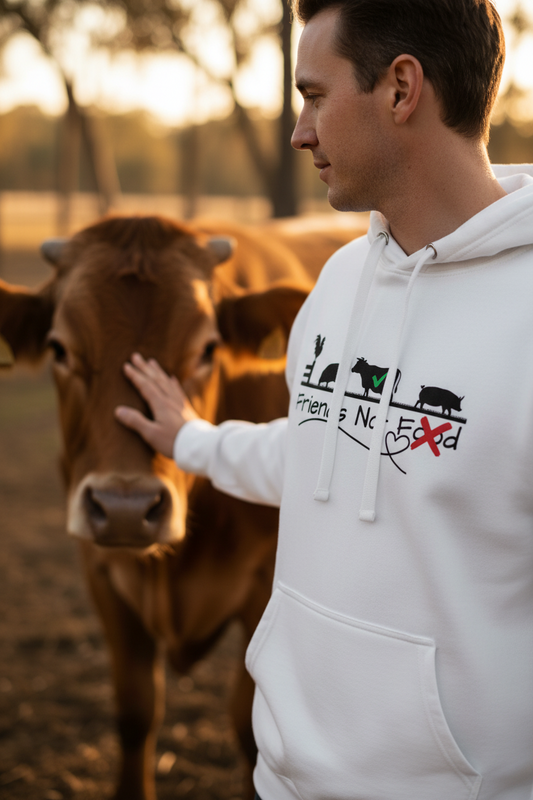 Friends Not Food Premium Vegan Hoodie | Sarcastic Rhino