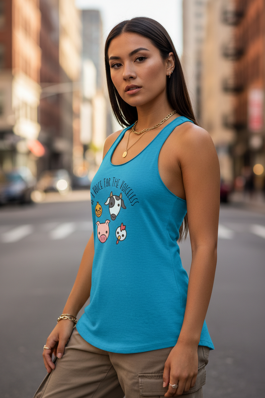 VEGAN " Be A Voice For The Voiceless" Women's Racerback Tank