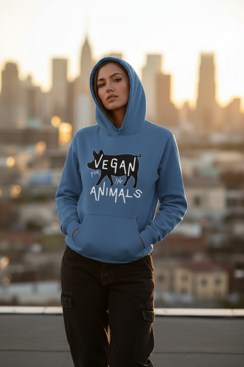 Indigo Blue Hoodie Model