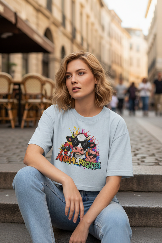 Animal Rights Women's Garment Dye Cropped Tee – Sarcastic Rhino
