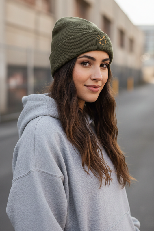Vegan "Chicken" Embroidered Ribbed knit beanie