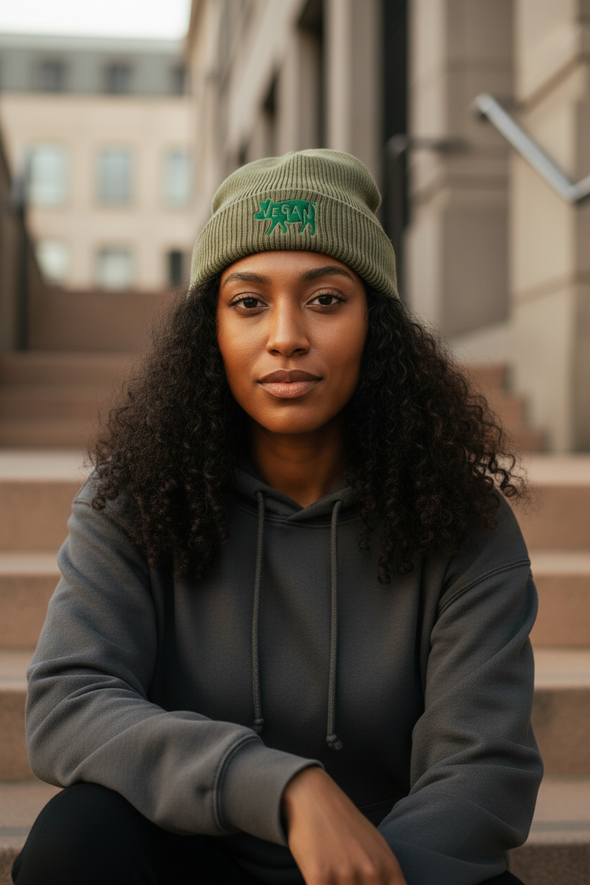 Olive Green Beanie Mockup