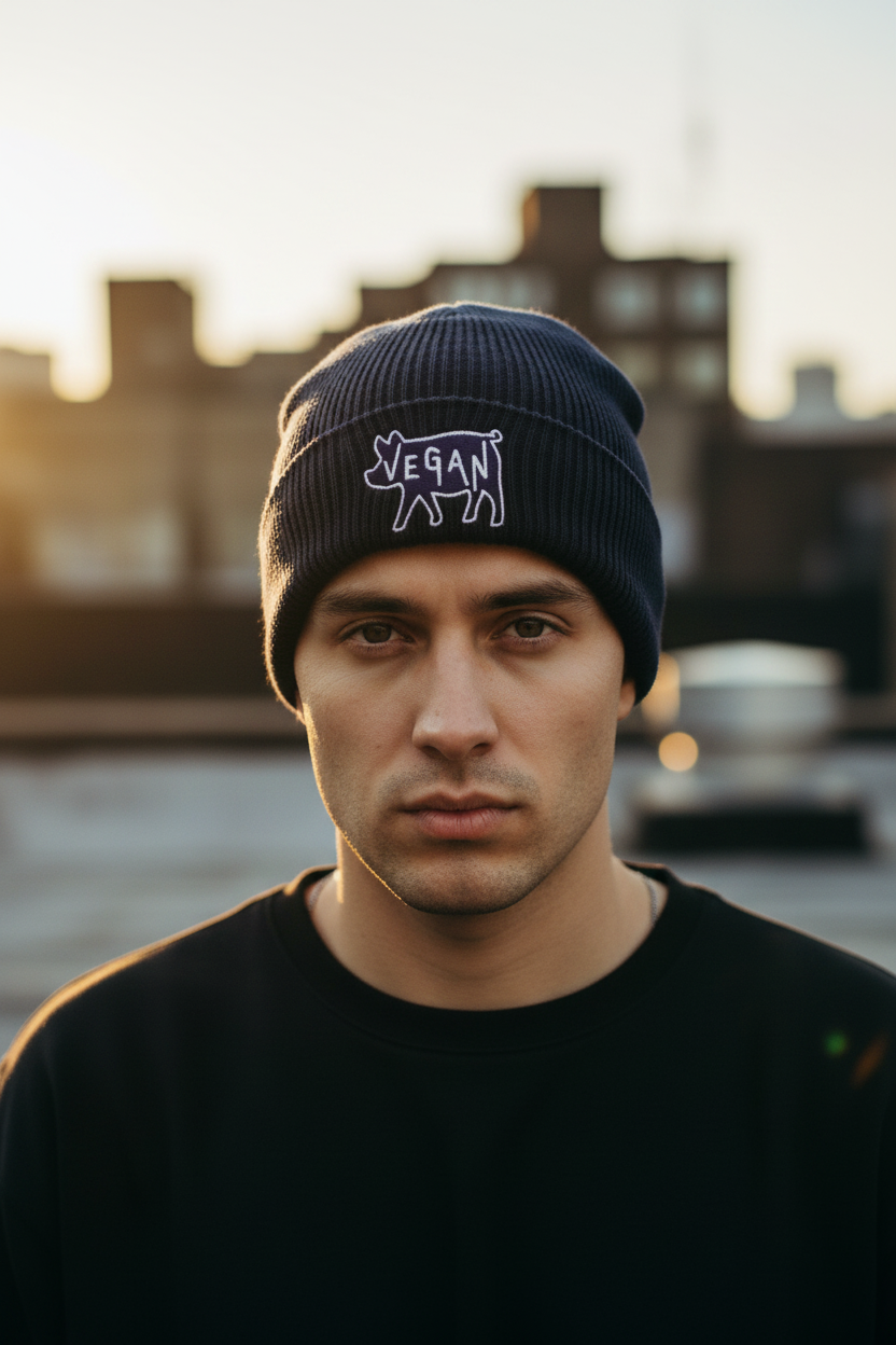Oxford Navy Beanie Mockup