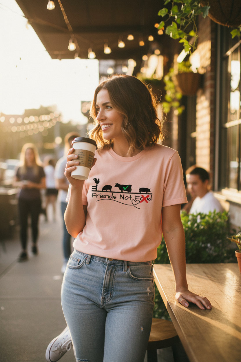 Vegan " Friends Not Food " Unisex organic cotton t-shirt