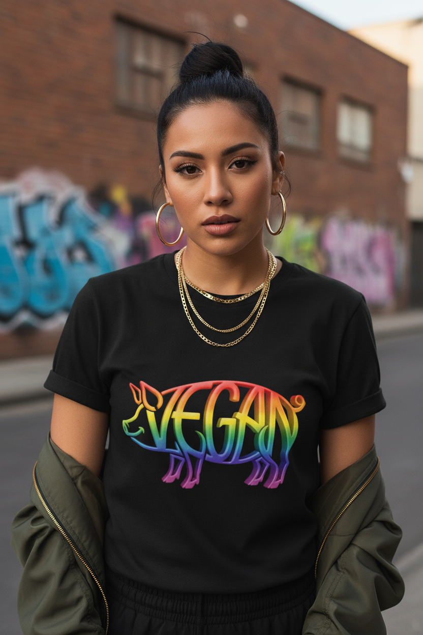 VEGAN Unisex organic cotton ribbed neck t-shirt