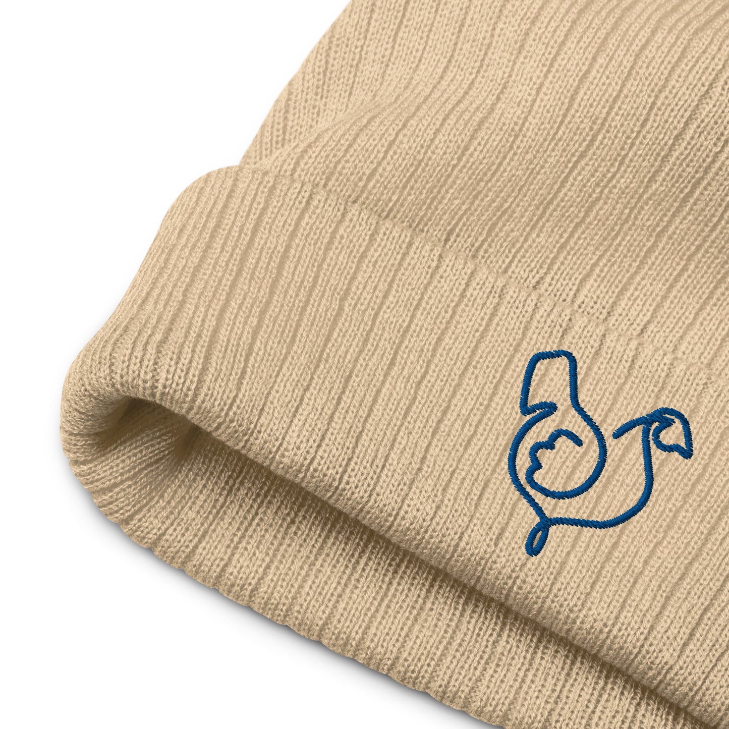 Vegan "Chicken" Embroidered Ribbed knit beanie