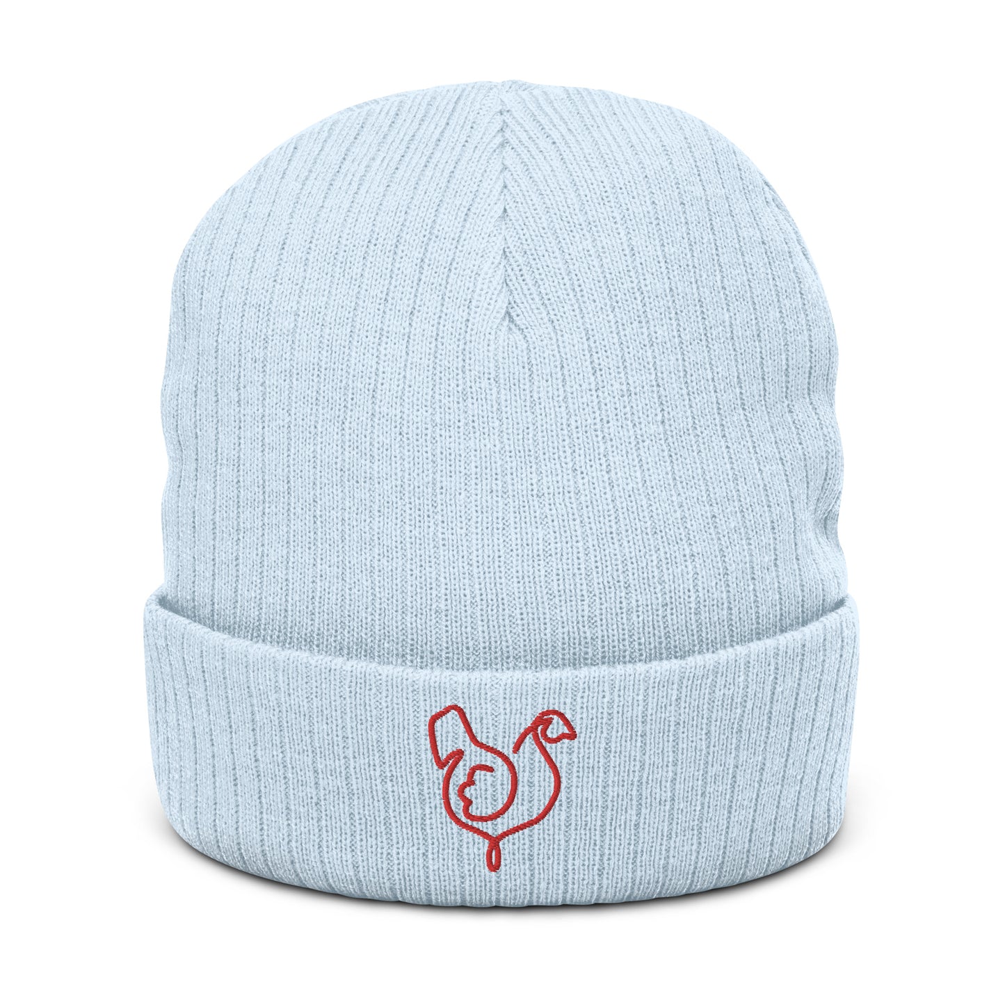 Vegan "Chicken" Embroidered Ribbed knit beanie